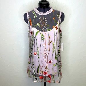 Roly Poly Floral Embroidered Sleeveless Blouse